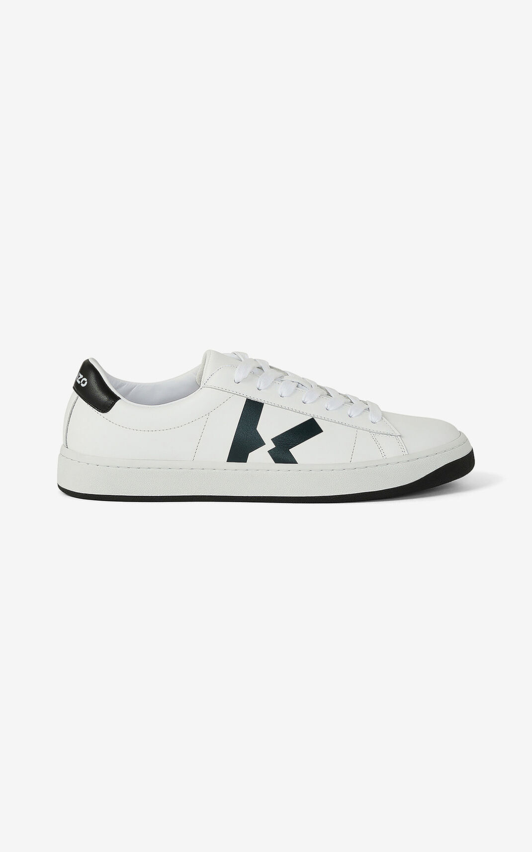 Kenzo Deri Kourt K Logo Spor Ayakkabı Erkek Beyaz | 9284-AJODQ